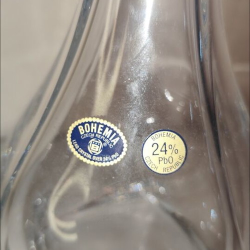 Bohemia Crystal Quadro Decanter like new with matching stopper