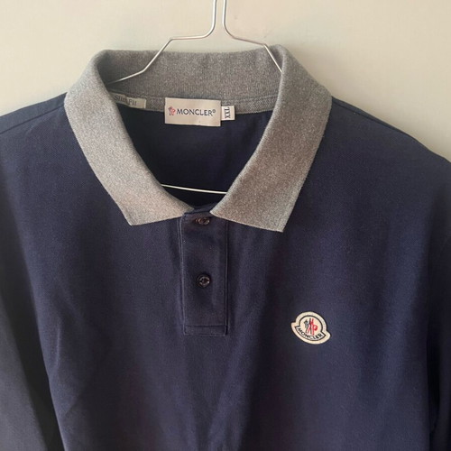 Moncler long sleeve polo shirt, blue, size XXL