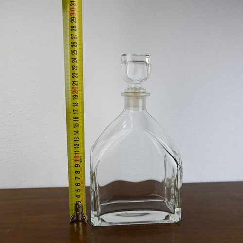 Glass decanter with square shape and stopper like new