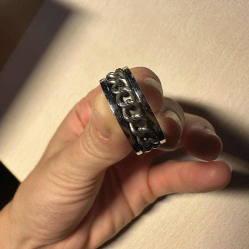 Men's Steel Rings Set like new, black and silver