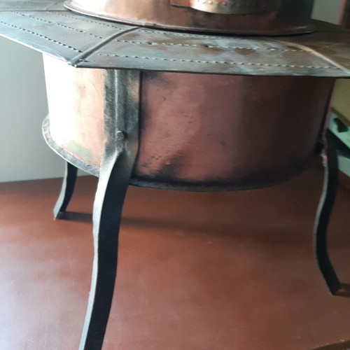 Ottoman copper brazier used, traditional handcrafted mangal