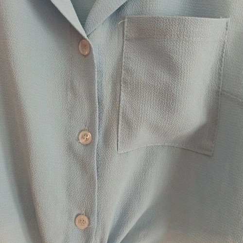 Sleeveless crop shirt with tie waist and chest pocket like new, blue, size M