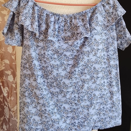 Plush size floral blue blouse, 2/3XL, size 52/54