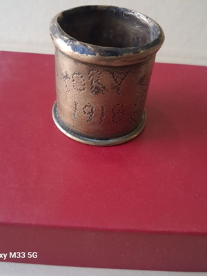 Brass military artifact used, World War I trench art 1918