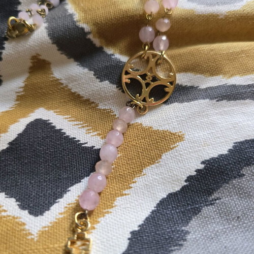 Rosary new, pink and gold