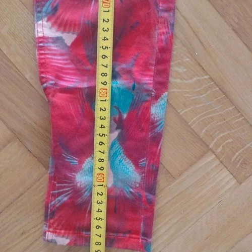 Maison Scotch tropical cotton denim pants size S like new, pink multicolor