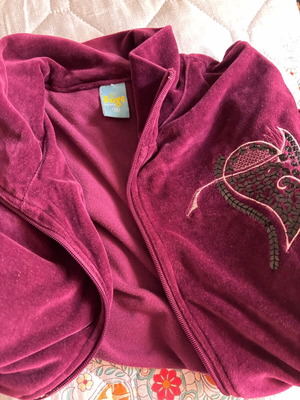 Women’s tracksuit set used, size medium, purple velvet fabric