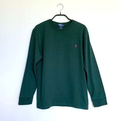 Polo by Ralph Lauren kids long-sleeve shirt green used, size L (14-16 years)