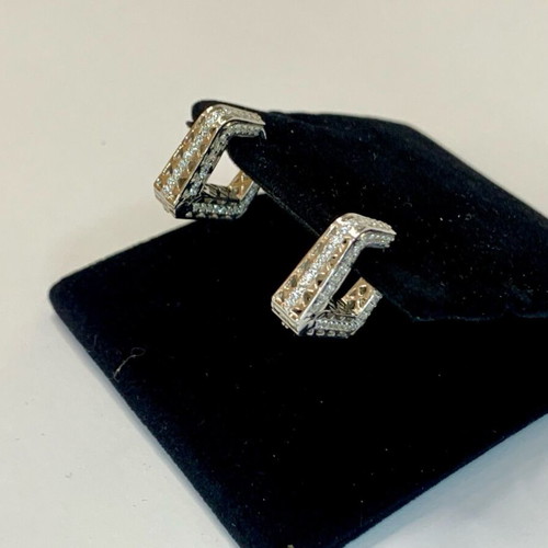 Silver volumetric earrings 925 hallmark new