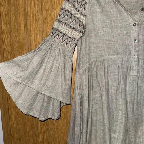 Zara Basic boho dress tunic with embroidery and bell sleeves size S like new