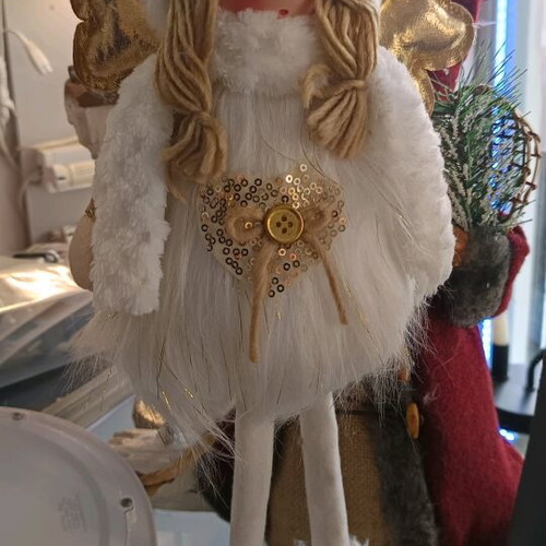 Fairy Angel table decoration with fur 58cm new