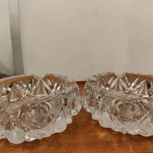 Crystal ashtrays used, set of 2 pieces
