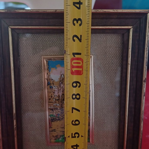 Handmade painting on gold leaf like new with certificate, vintage style