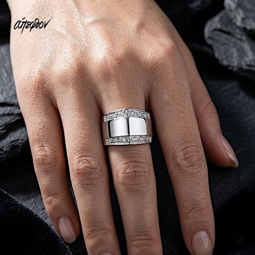 Erté 925 Silver Ring with White Zirconia, New