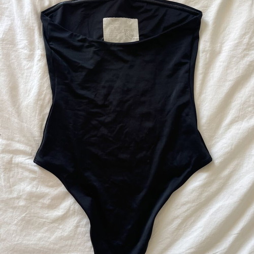 Monki black tube top one-piece swimsuit, size M