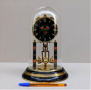 Ρολόι μπρούντζινο "ετήσιο" γερμανικής κατασκευής, τοποθετημένο σε κρυστάλλινο θόλο.