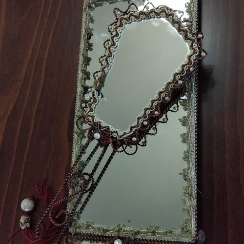 Vintage boudoir set mirror and perfume tray Victorian style like new