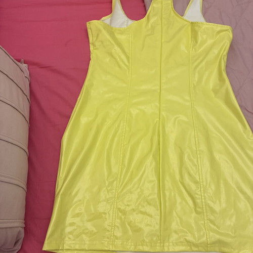 Shein yellow vinyl dress new, size L