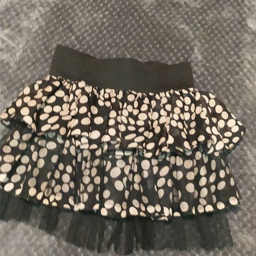 Tulle polka dot skirt used, size S, black and beige