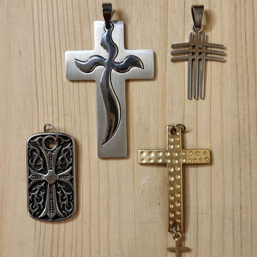 Pendant crosses like new, set of 4, gold and silver colors