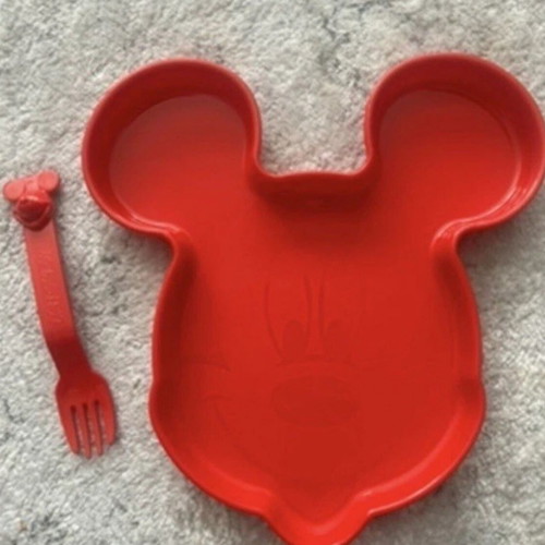 Disney Mickey plate with spoon and fork set, 2 pieces, Tupperware