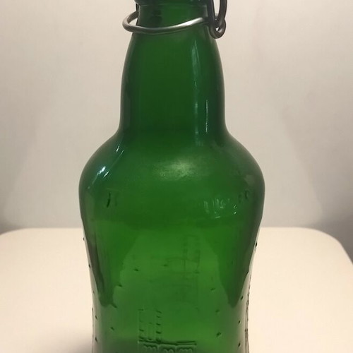 Vintage collectible beer bottles used, 4 pieces with porcelain caps