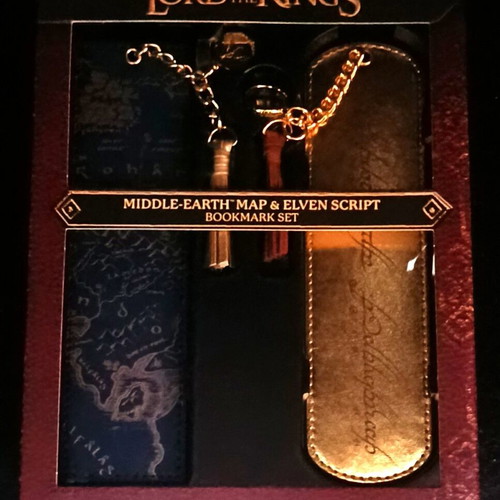 Lord of the Rings bookmark set with Middle Earth map and Elven script, new