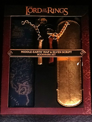 Lord of the Rings bookmark set with Middle Earth map and Elven script, new