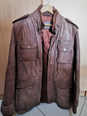 Leather jacket used, brown, size 50 with wear marks