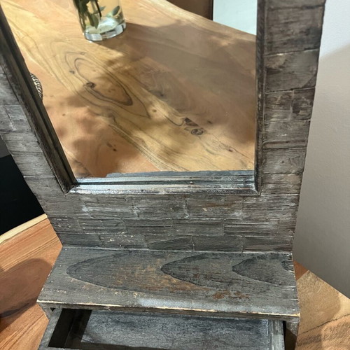 Wooden jewelry box with mirror like new, rustic brown