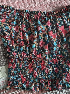 Zara floral blouse with smocked waist, worn twice