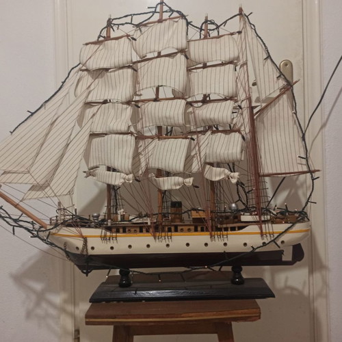 Wooden decorative sailboat used with lights 84x70x11cm