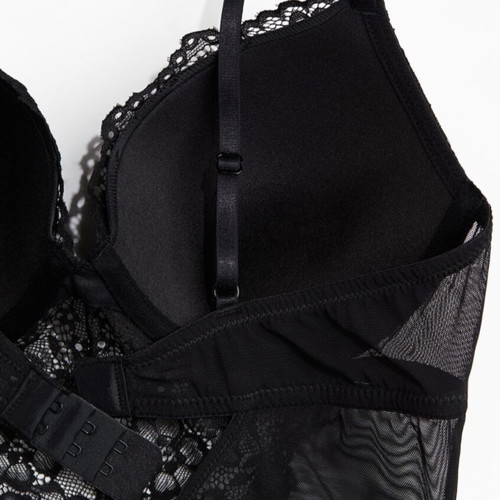 H&M sexy lace bodysuit black M-L