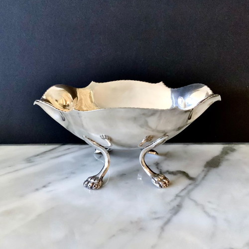 SILVER BOWL JAR with lion's feet 226gr