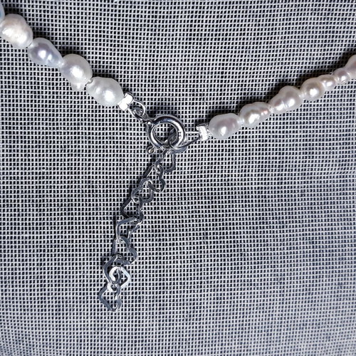 Andromeda necklace with white natural pearls and 925 silver, new