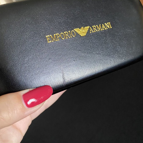 Emporio Armani glasses case and cleaning cloth used, black