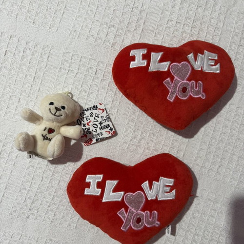 Plush bear and heart set I love you new