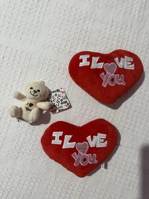 Plush bear and heart set I love you new