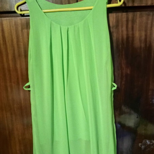 H&M airy green mini dress with belt loops
