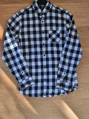 Checked cotton shirt Pull & Bear like new, size S, black white