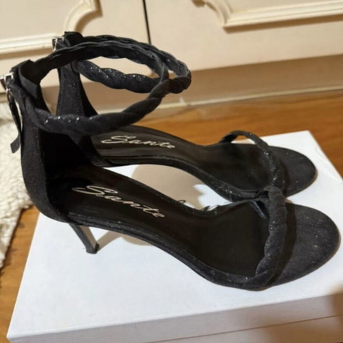 Sante black glitter high-heeled sandals, like new, size 38