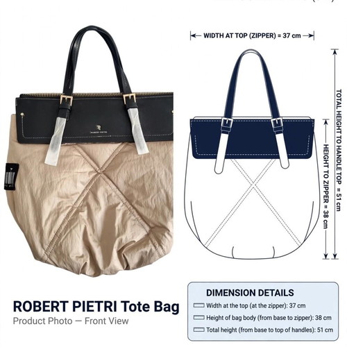Robert Pietri women's handbag new, black and beige, 36x40 cm