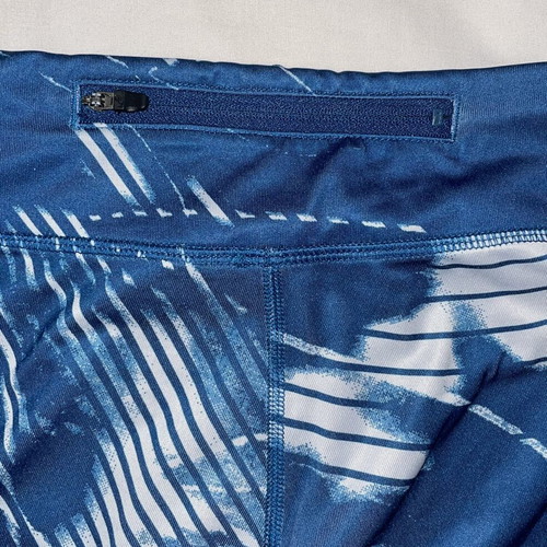 Asics abstract capri leggings like new, white and blue