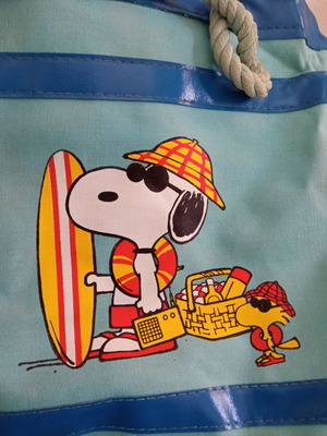 Snoopy Peanuts 1971 vintage children's beach bag used with stains