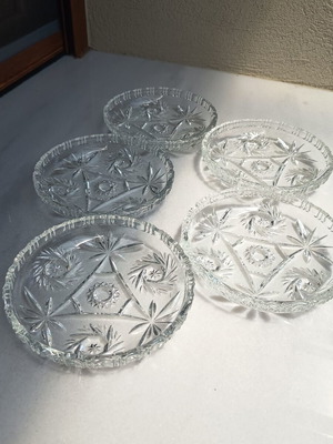 Vintage glass small plates used, set of 5 for serving