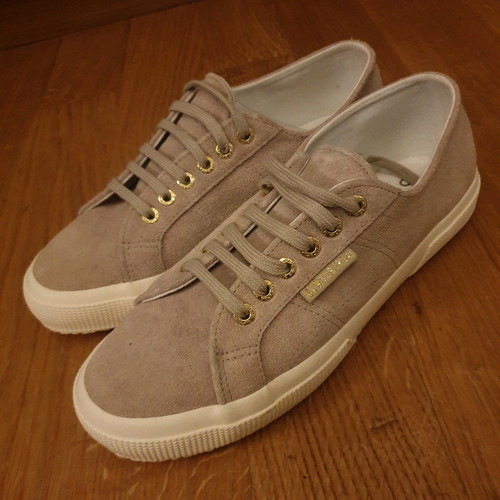 Superga beige suede sneakers new, size 39, with laces and ribbons