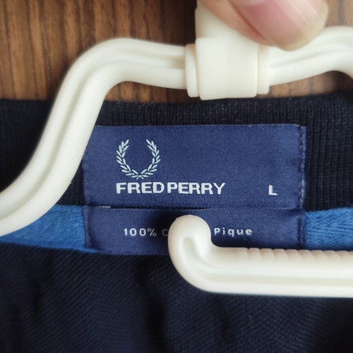 Fred Perry Polo shirt large, like new, white and blue