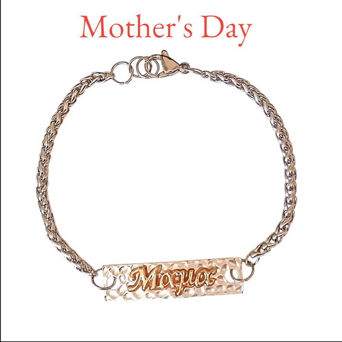 Handmade identity bracelet Mama with silver identity and steel chain new