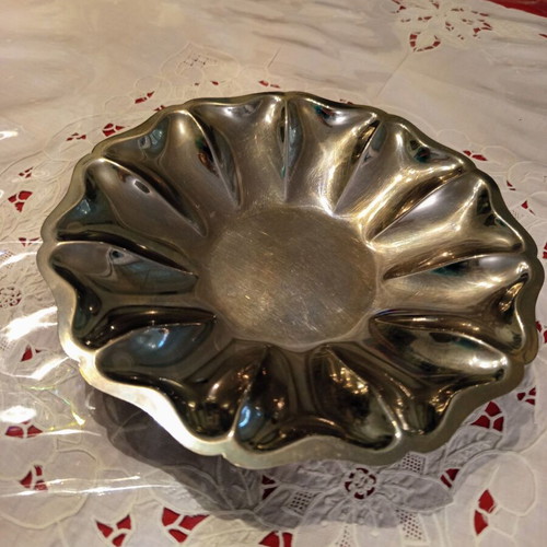Vintage Silver-Plated Metal Bowl used with Baroque Floral Relief