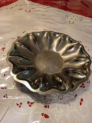 Vintage Silver-Plated Metal Bowl used with Baroque Floral Relief